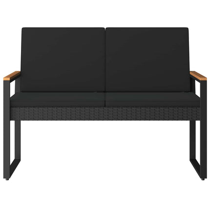 Utomhusbänk med kudde Svart 107 x 61 x 80 cm konstrotting