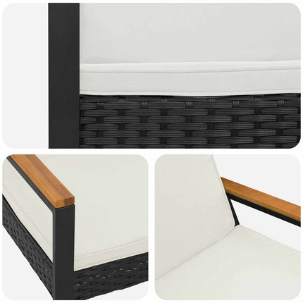 Utomhusbänk Svart och krämvit 107 x 61 x 80 cm konstrotting
