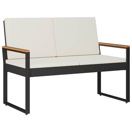 Utomhusbänk Svart och krämvit 107 x 61 x 80 cm konstrotting