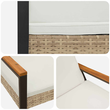 Utomhusbänk Beige och krämvit 107 x 61 x 80 cm konstrotting