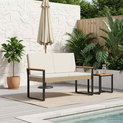 Utomhusbänk Beige och krämvit 107 x 61 x 80 cm konstrotting