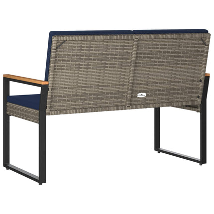 Utomhusbänk Grå och Marinblå 107 x 61 x 80 cm konstrotting