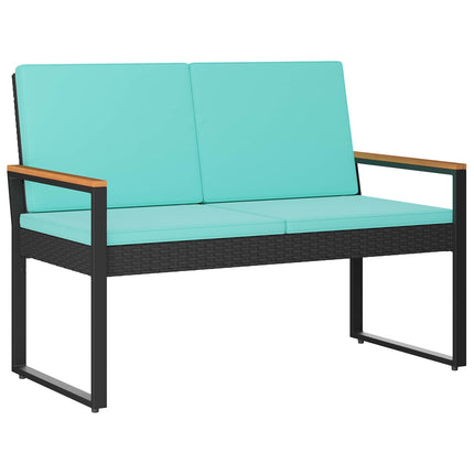 Utomhusbänk Svart och turkos 107 x 61 x 80 cm konstrotting