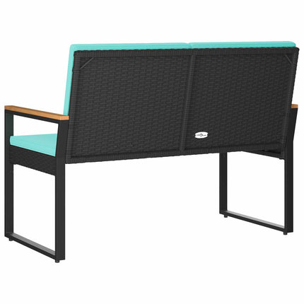 Utomhusbänk Svart och turkos 107 x 61 x 80 cm konstrotting