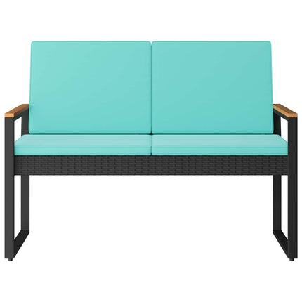 Utomhusbänk Svart och turkos 107 x 61 x 80 cm konstrotting