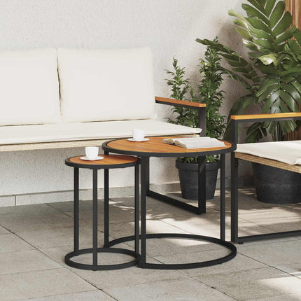 Kaffebordsset 2 pcs Naturlig och svart 55 x 55 x 45 cm