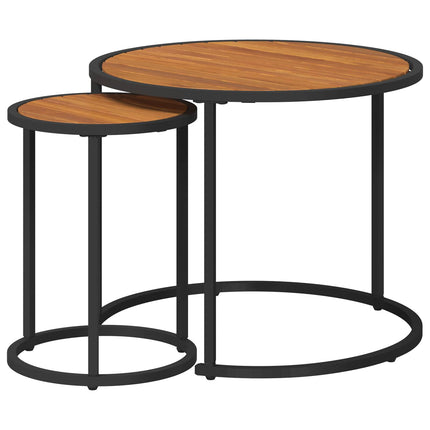 Kaffebordsset 2 pcs Naturlig och svart 55 x 55 x 45 cm