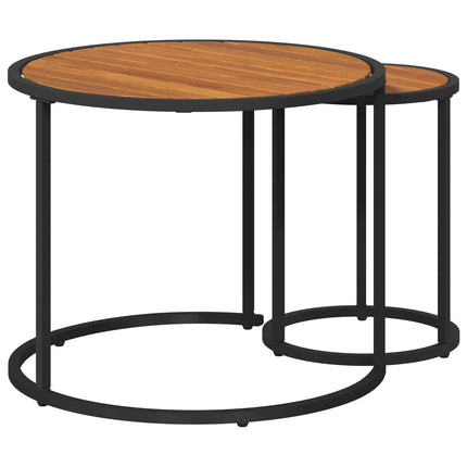 Kaffebordsset 2 st Naturlig och svart 55 x 55 x 45 cm
