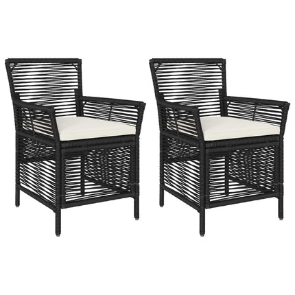 Utomhusstol med kudde 2 pcs Svart och kräm konstrotting