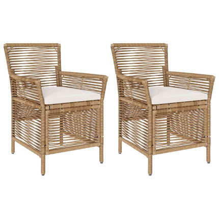 Utomhusstol med kudde 2 pcs Beige och gräddfärgad konstrotting