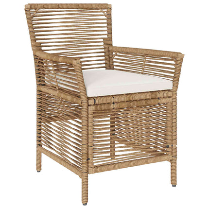 Utomhusstol med kudde 2 pcs Beige och gräddfärgad konstrotting