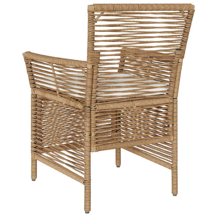 Utomhusstol med kudde 2 pcs Beige och gräddfärgad konstrotting