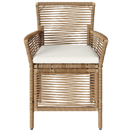 Utomhusstol med kudde 2 pcs Beige och gräddfärgad konstrotting