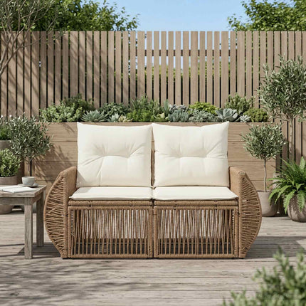 Trädgårdsoffa 2-Antal sittplatser Beige konstrotting