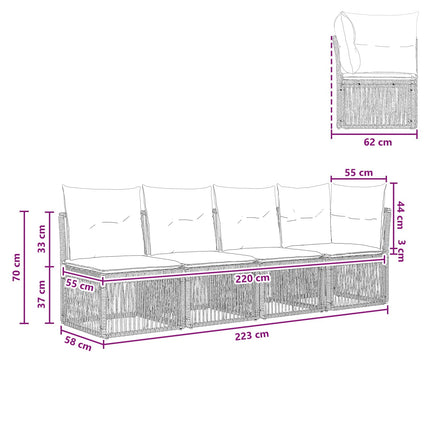4-sits soffa med vänster arm 4 pcs 4-Antal sittplatser Svart