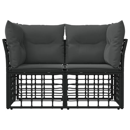 Ute-Loveseat 2 st 2-Antal sittplatser Svart och Mörkgrå