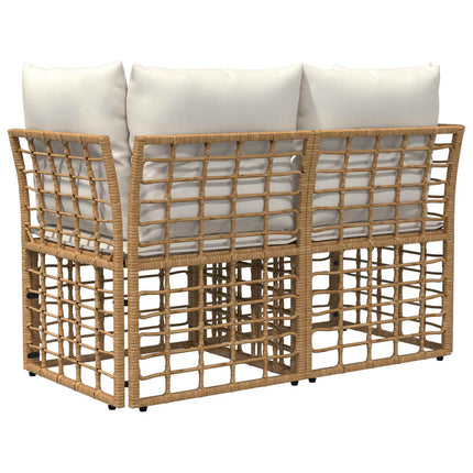 Ute-Loveseat med kudde 2 pcs Naturlig och Creamvit konstrotting