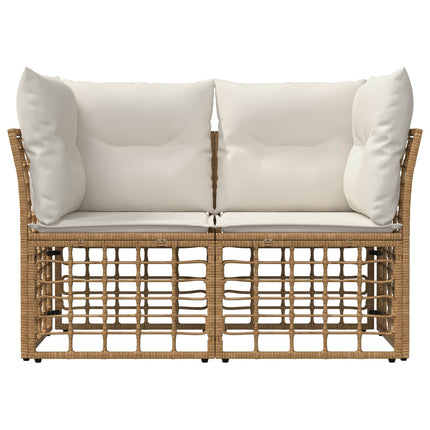 Ute-Loveseat med kudde 2 pcs Naturlig och Creamvit konstrotting