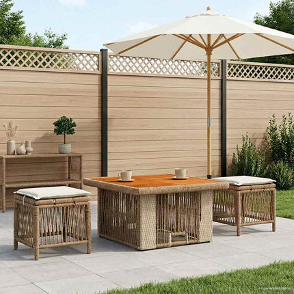 Trädgårdsmöbelset 3 pcs Beige och gräddfärgad konstrotting