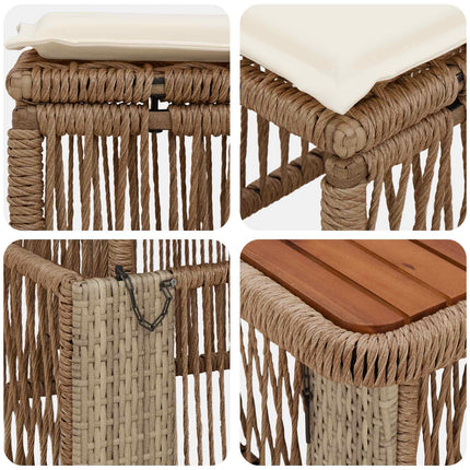 Trädgårdsmöbelset 4 pcs Beige och gräddfärgad konstrotting