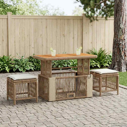 Trädgårdsmöbelset 4 pcs Beige och gräddfärgad konstrotting