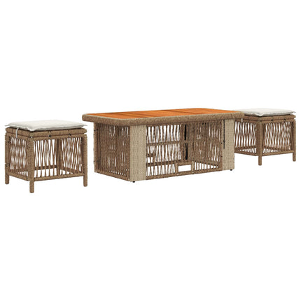 Trädgårdsmöbelset 4 st Beige och gräddfärgad konstrotting