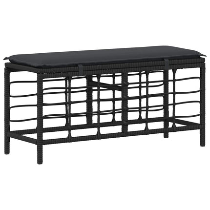 Trädgårdsmöbelset 3 pcs Svart och Grå Poly Rattan och Akaciaträ
