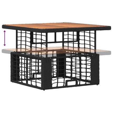 Trädgårdsmöbelset 3 st Svart och Grå Poly Rattan och Akaciaträ
