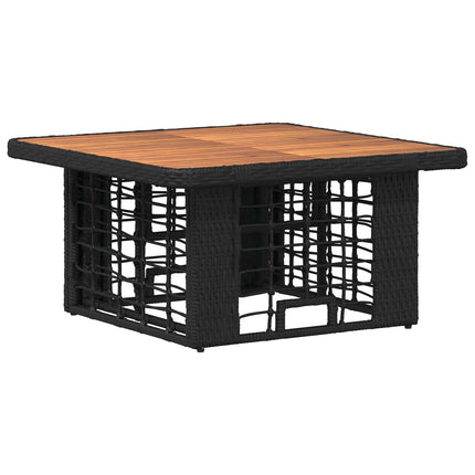 Trädgårdsmöbelset 3 pcs Svart och Grå Poly Rattan och Akaciaträ