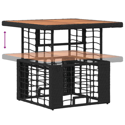 Trädgårdsmöbelset 3 pcs Svart och Grå Poly Rattan och Akaciaträ