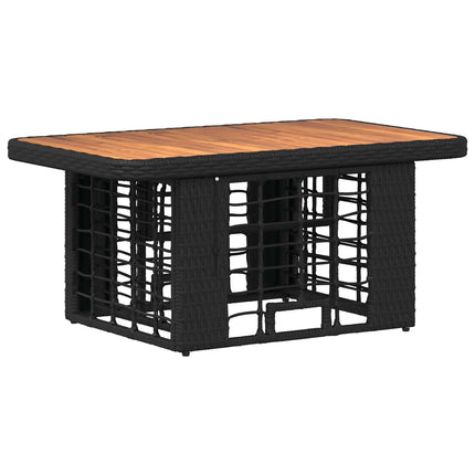 Trädgårdsmöbelset 3 pcs Svart och Grå Poly Rattan och Akaciaträ