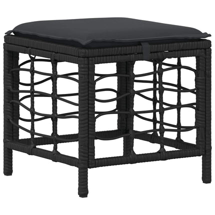 Trädgårdsmöbelset 4 pcs Svart och Grå Poly Rattan och Akaciaträ