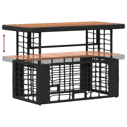 Trädgårdsmöbelset 4 pcs Svart och Grå Poly Rattan och Akaciaträ