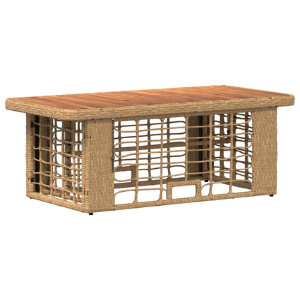 Trädgårdsmöbelset 4 pcs Natur och Vit Poly Rattan och Akaciaträ