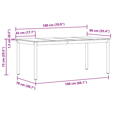 Matbord 180 x 90 x 75 cm Konstruerat trä Rektangulär