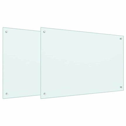 Köksskydd 2 pcs Vit 90 x 60 cm härdat glas