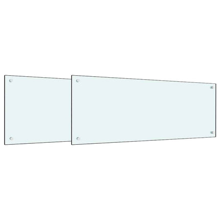 Köksskydd 2 st Vit 100 x 40 cm härdat glas
