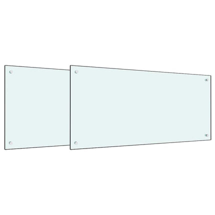 Köksskydd 2 st Vit 100 x 50 cm härdat glas