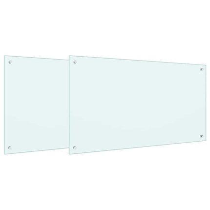 Köksskydd 2 st Vit 100 x 60 cm härdat glas