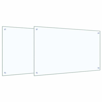 Köksskydd 2 st Transparent 100 x 60 cm härdat glas