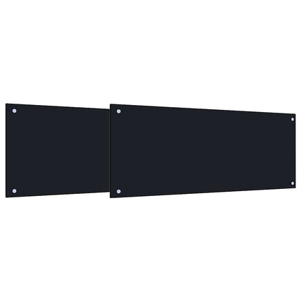 Köksskydd 2 pcs Svart 100 x 40 cm härdat glas