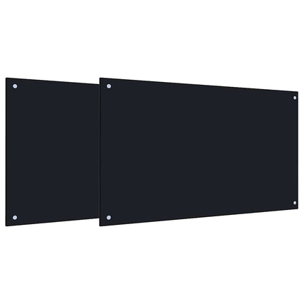 Köksskydd 2 st Svart 100 x 60 cm härdat glas