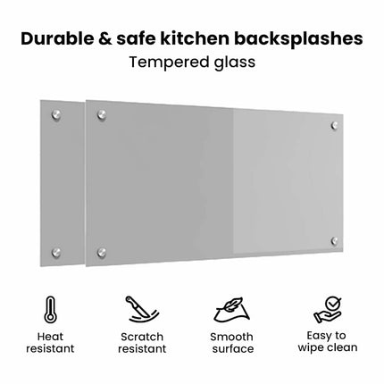 Köksskydd 2 st Ljusgrå 80 x 40 cm härdat glas