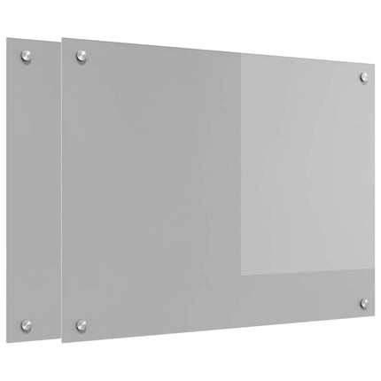 Köksskydd 2 pcs Ljusgrå 80 x 60 cm härdat glas