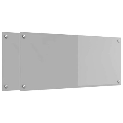 Köksskydd 2 pcs Ljusgrå 90 x 40 cm härdat glas
