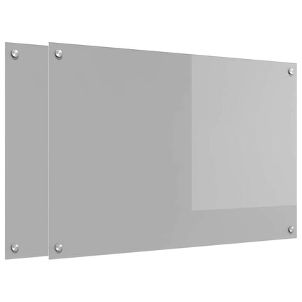 Köksskydd 2 pcs Ljusgrå 90 x 60 cm härdat glas
