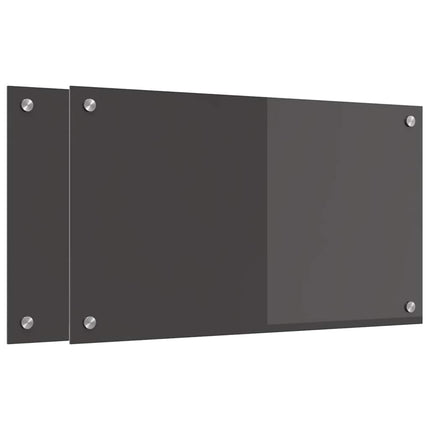 Köksskydd 2 pcs Mörkgrå 70 x 40 cm härdat glas