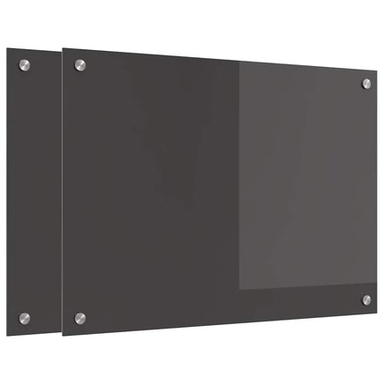 Köksskydd 2 pcs Mörkgrå 70 x 50 cm härdat glas