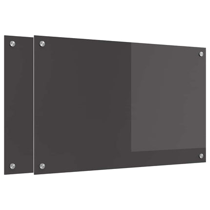 Köksskydd 2 pcs Mörkgrå 80 x 50 cm härdat glas