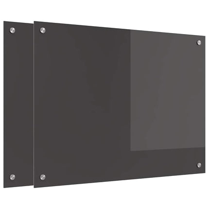 Köksskydd 2 pcs Mörkgrå 80 x 60 cm härdat glas